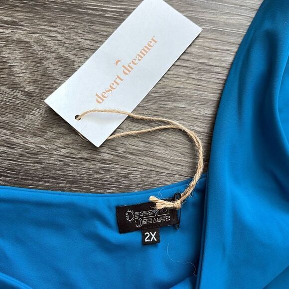 🐿️ NWT Urban Outfitters Desert Dreamer Teal Blue Bikini Top Size 2X - Picture 2 of 4